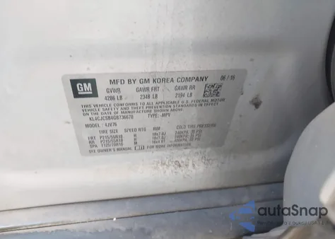 2016 Buick Encore Leather z USA, uszkodzony, nr VIN KL4CJCSB4GB736670